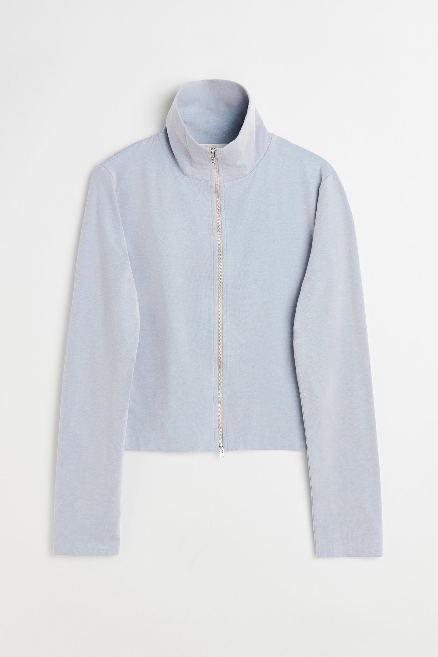 Slim Zip Longsleeve Solaro Blue Micro Rib - 1
