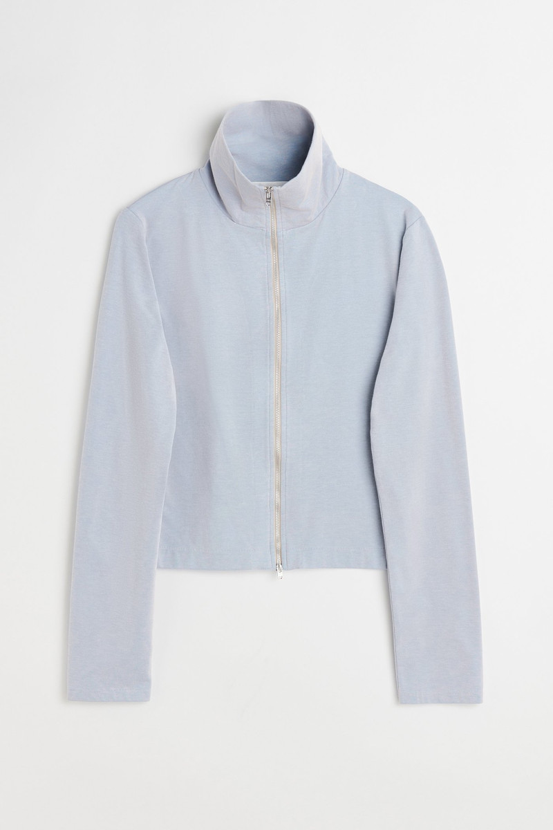 Slim Zip Longsleeve Solaro Blue Micro Rib 1