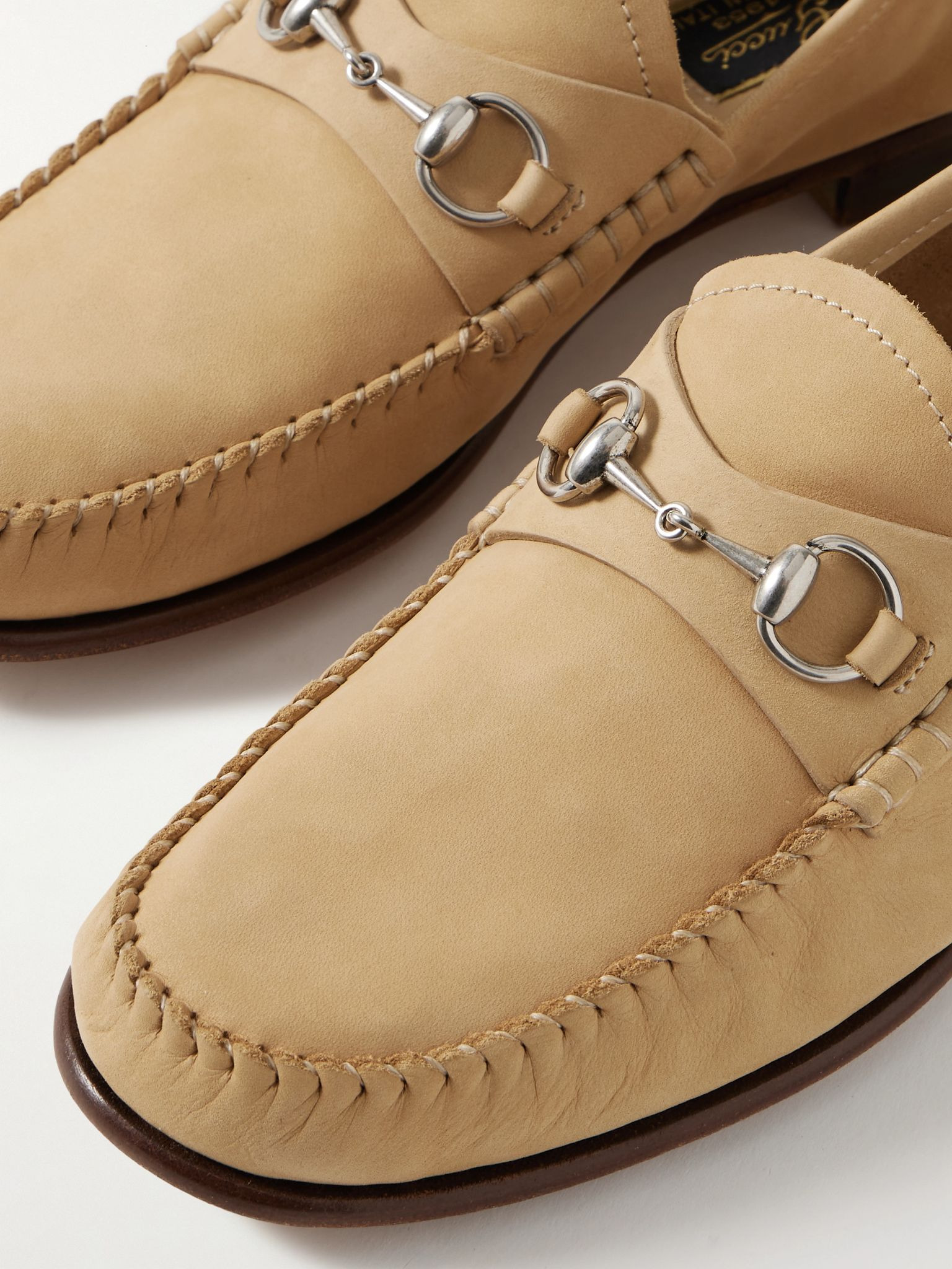 Gigi horsebit-detailed suede loafers Beige - 4