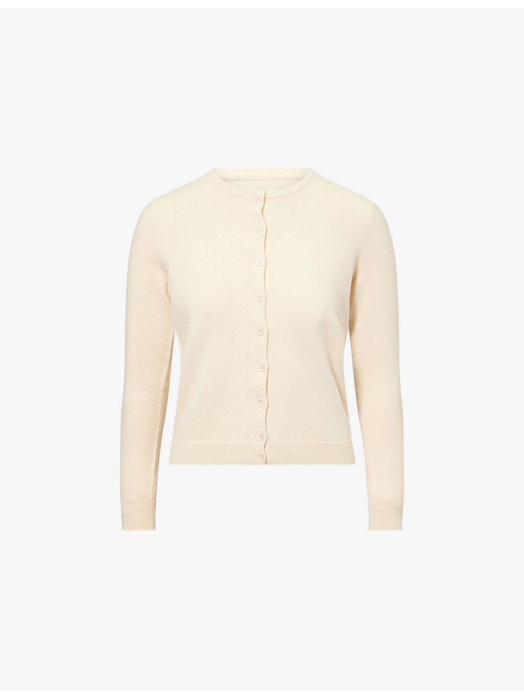 Round-Neck Regular-Fit Wool Cardigan - 1