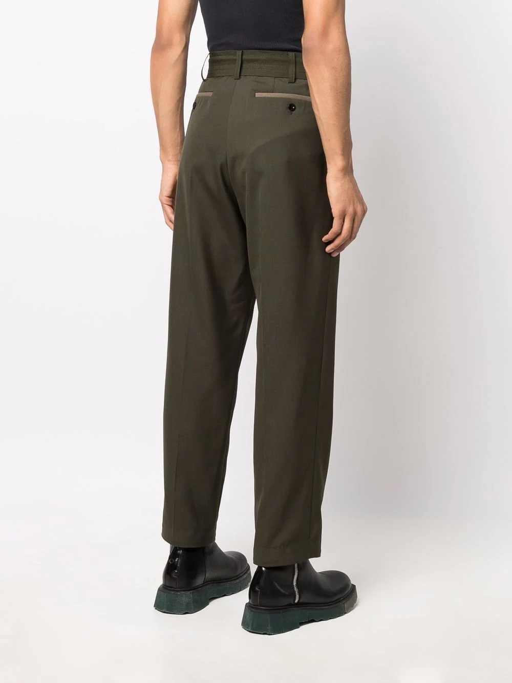 drawstring-waist straight-leg trousers - 4