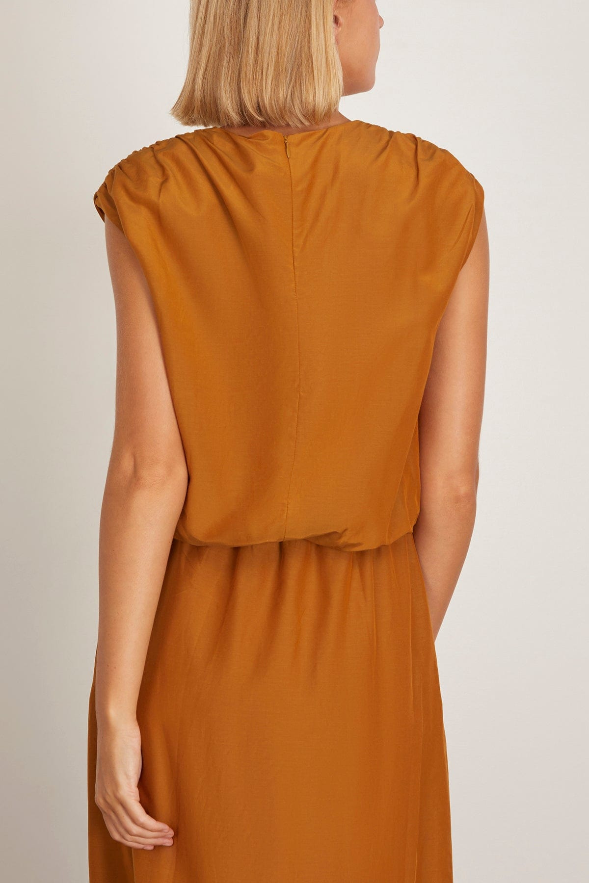 Cosma Gathered Sleeveless Top in Ocher - 4