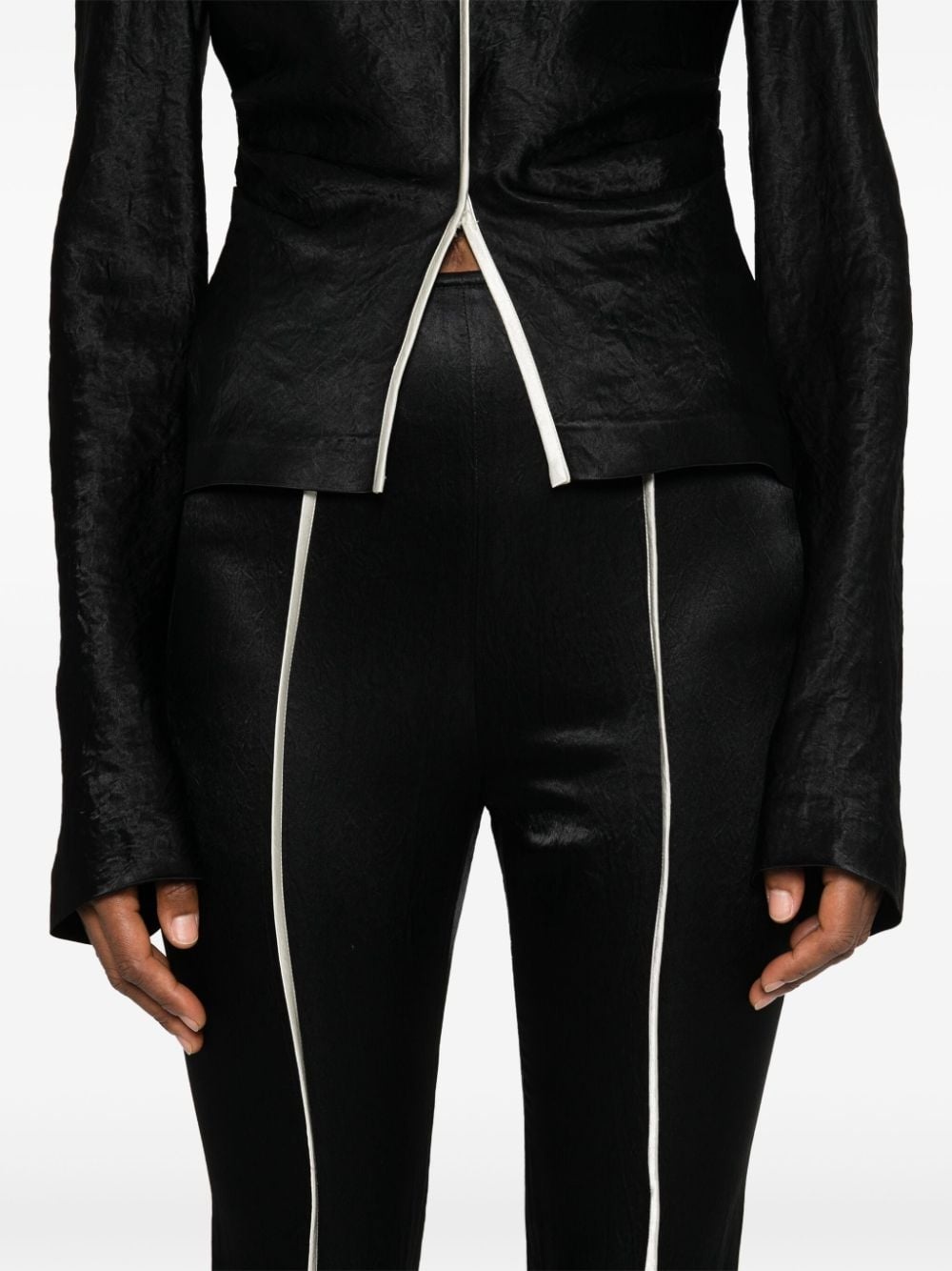 contrasting-trim slim trousers - 5