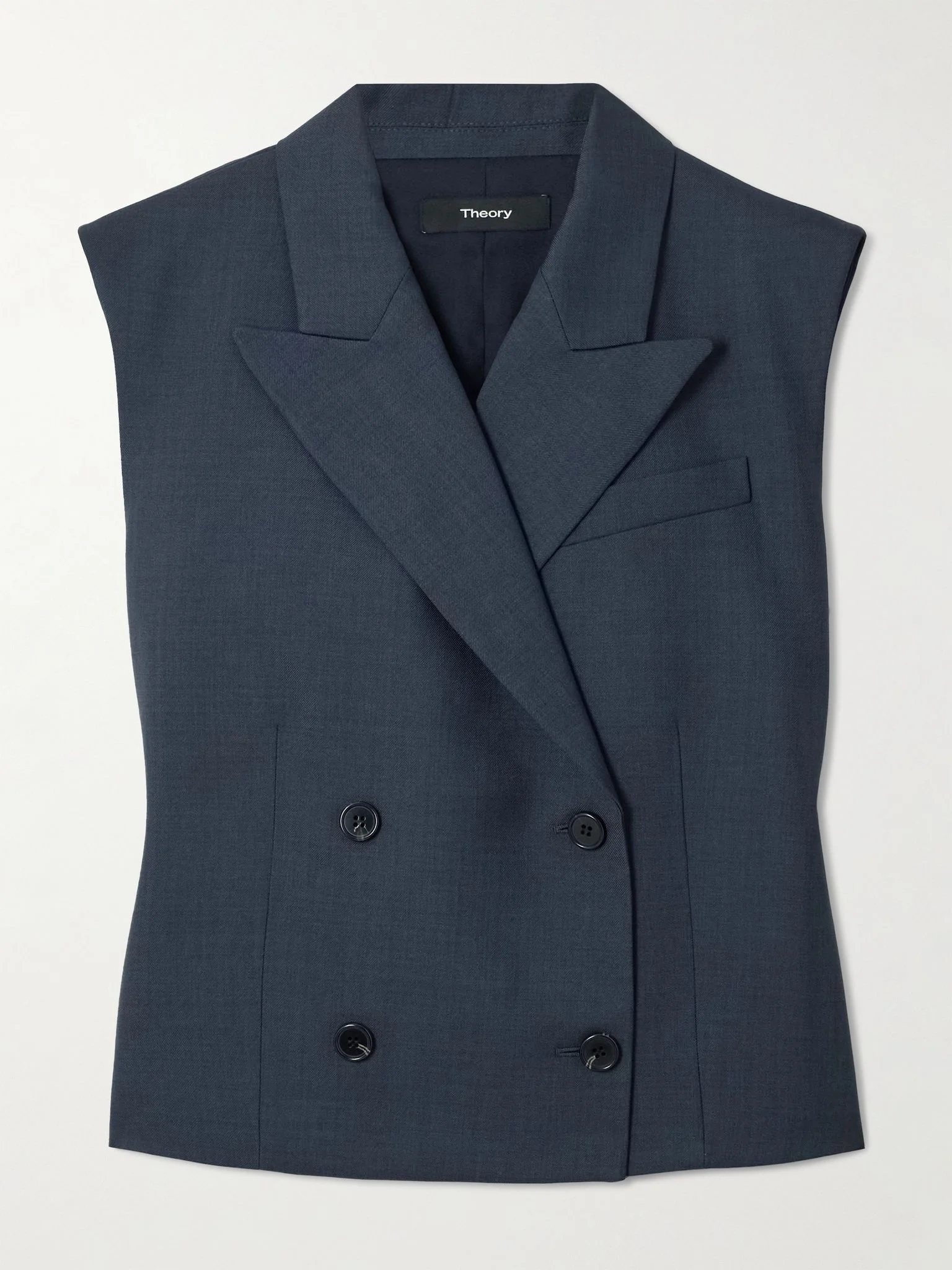 Double-breasted twill vest Navy - 1