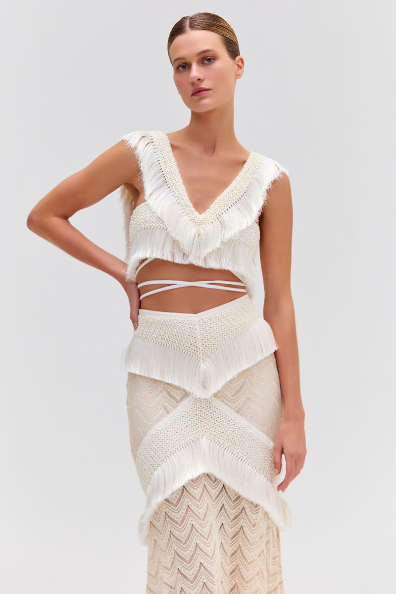 PatBO Fringe Trim Maxi Skirt outlook