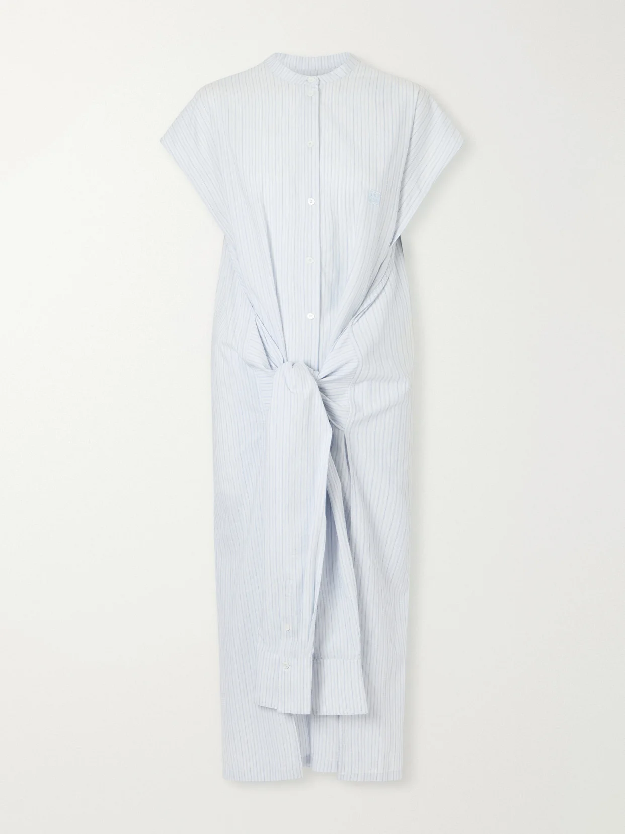 Twist-front Striped Cotton-poplin Maxi Shirt Dress - 1