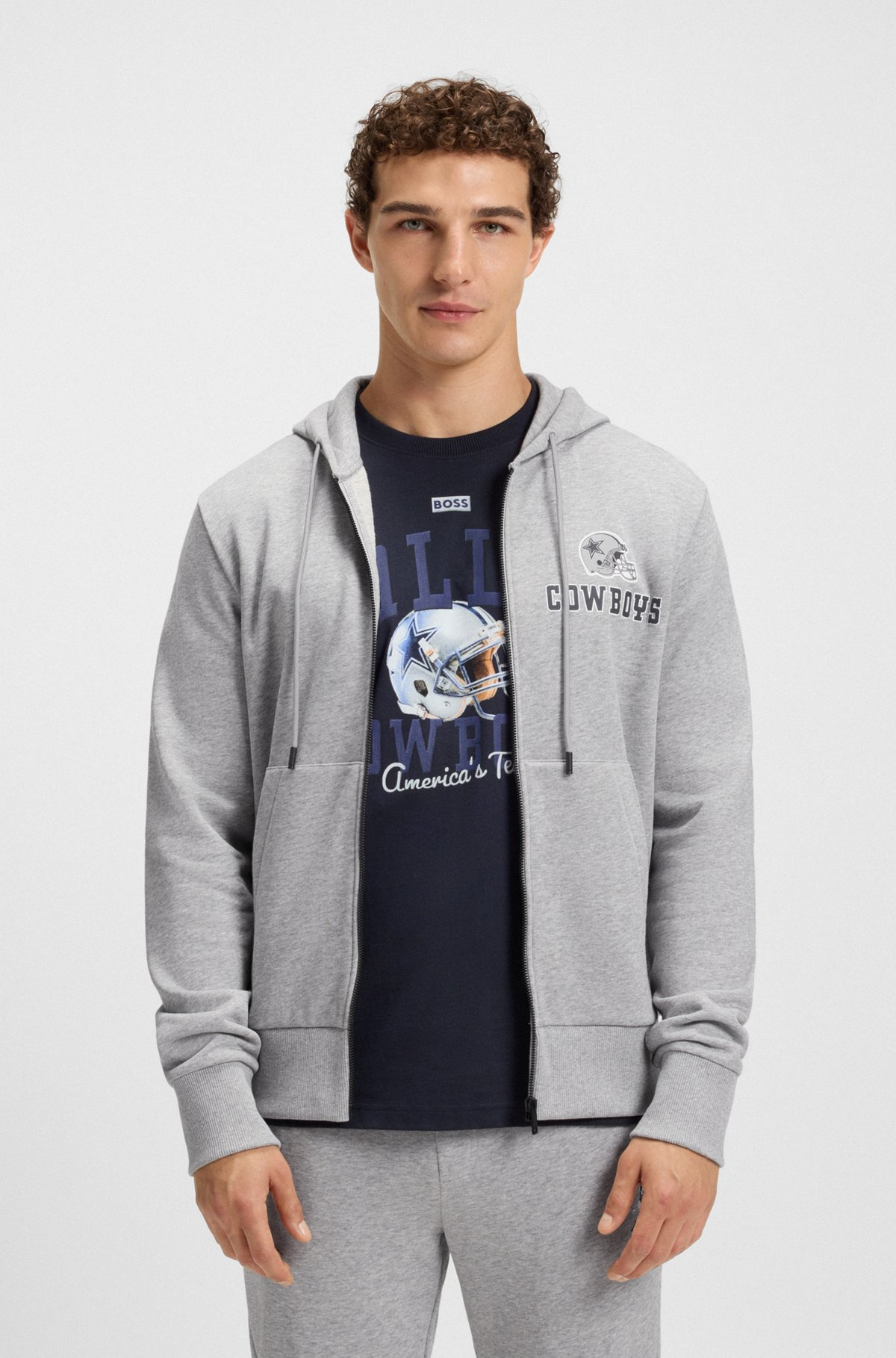 BOSS X DALLAS COWBOYS ZIP-UP HOODIE WITH ALTERNATIVE LOGO - 2