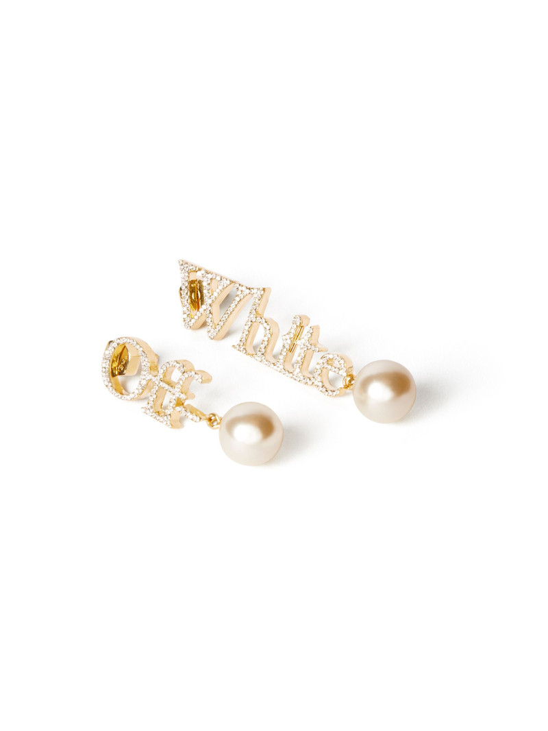 Off-White Strass + Pearl Logo Earrings outlook