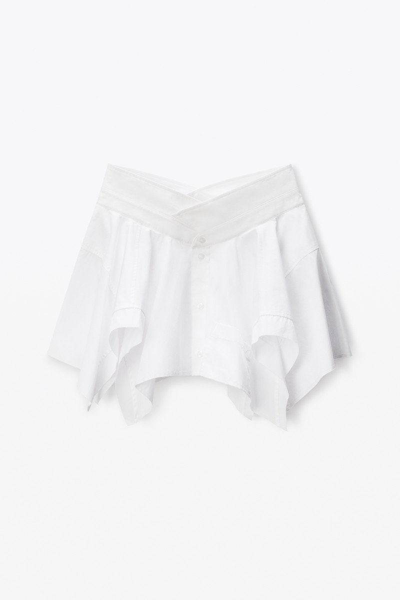 White Deconstructed Cotton Skirt - 1