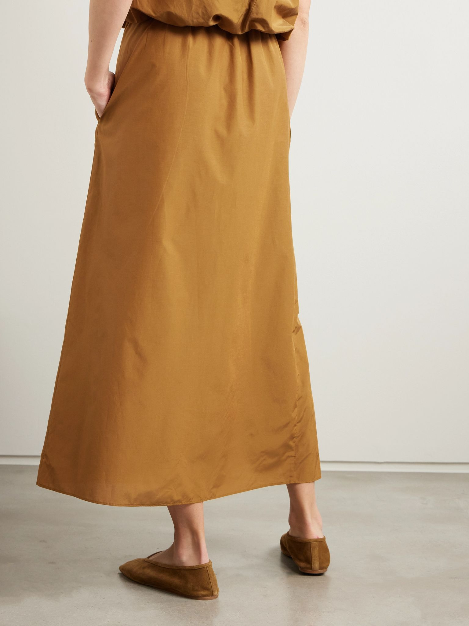 Carmen cotton and silk-blend voile midi skirt Yellow - 3