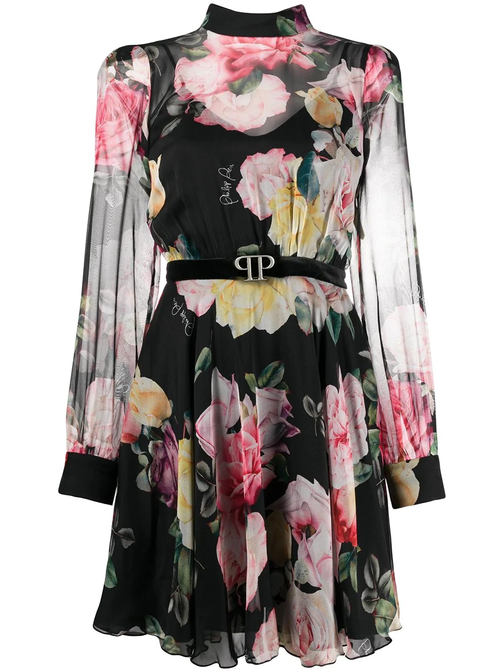 floral belted dress - 1