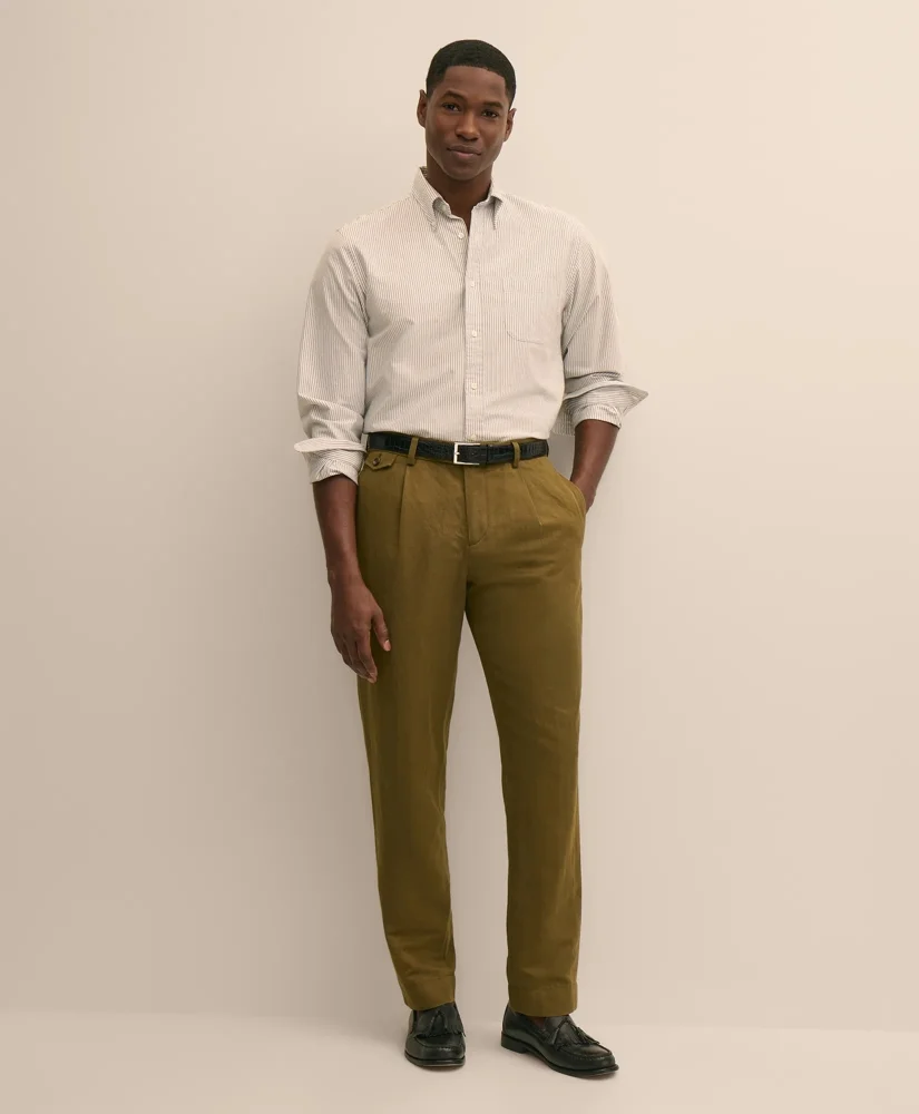The Pleated Linen-Cotton Pants - 1