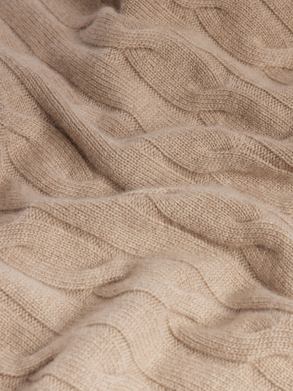 Cashmere Cable Crewneck in Light Brown - 2