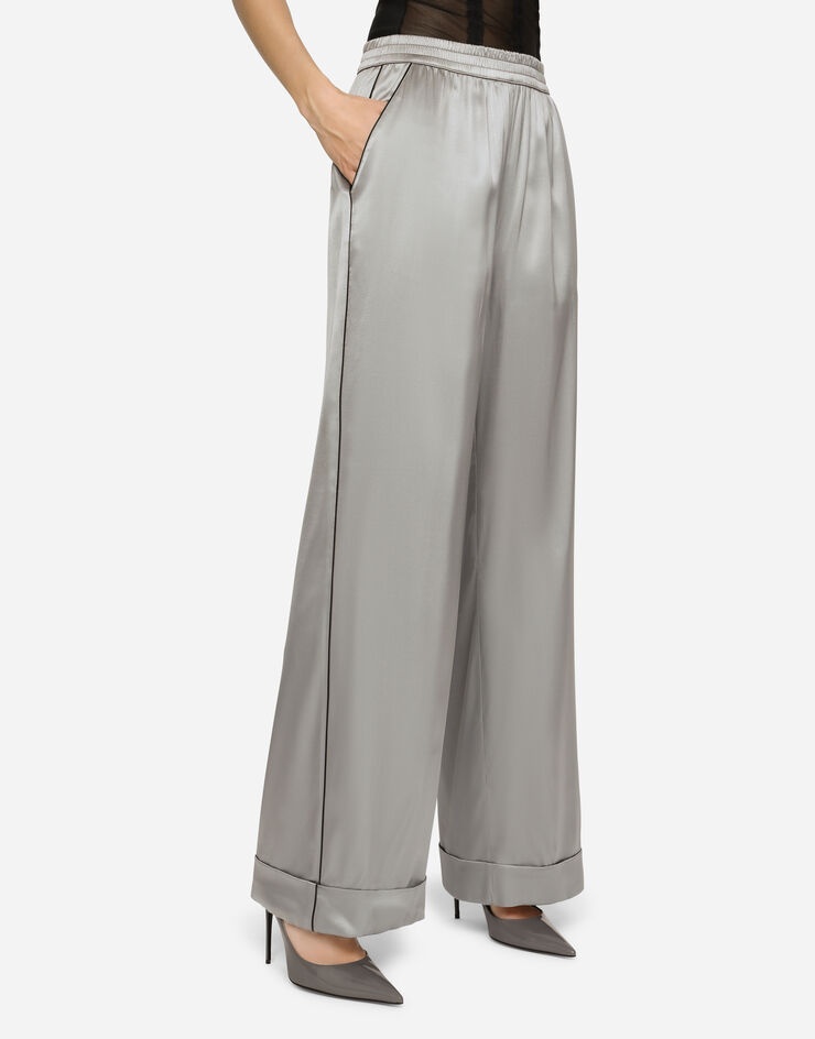 Satin pajama pants with piping - 4