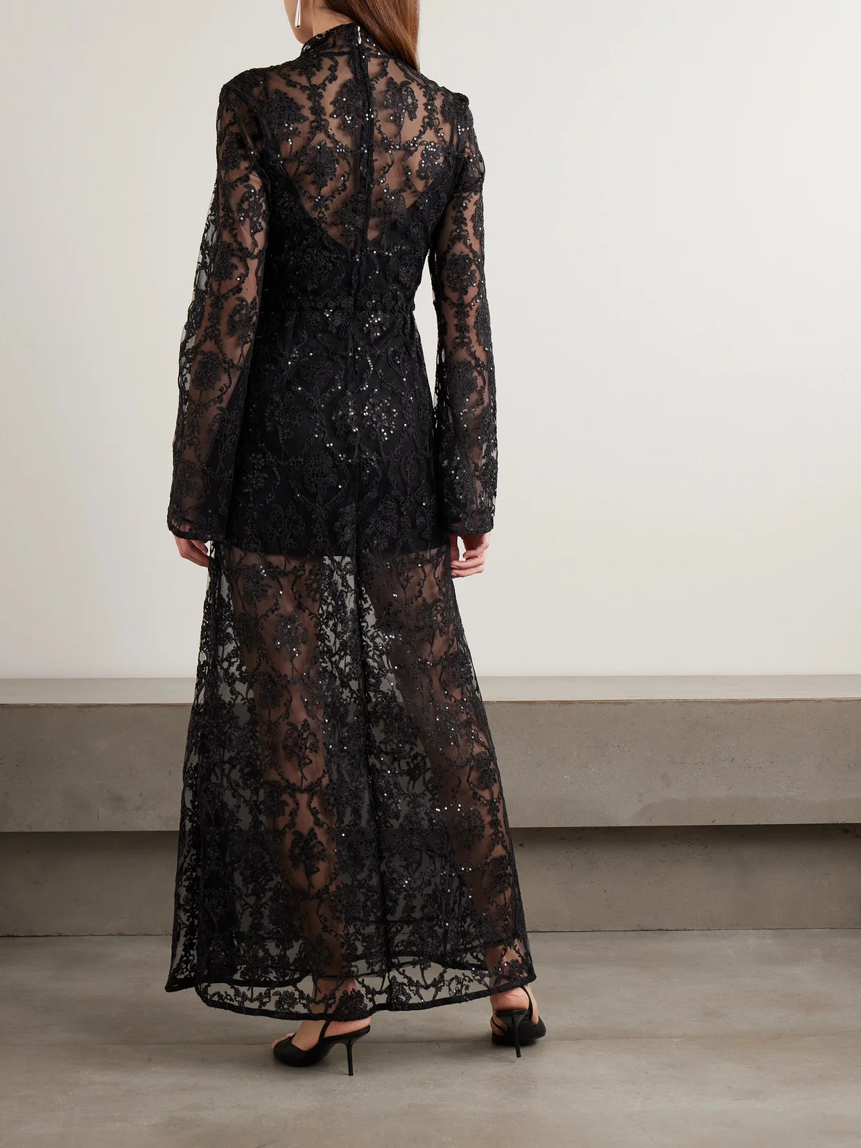 elegant dress wotlk Elegant Mirror Embellished Embroidered Net Maxi Dress for Parties &  Weddings – Best Price Online in Pakistan main image 1