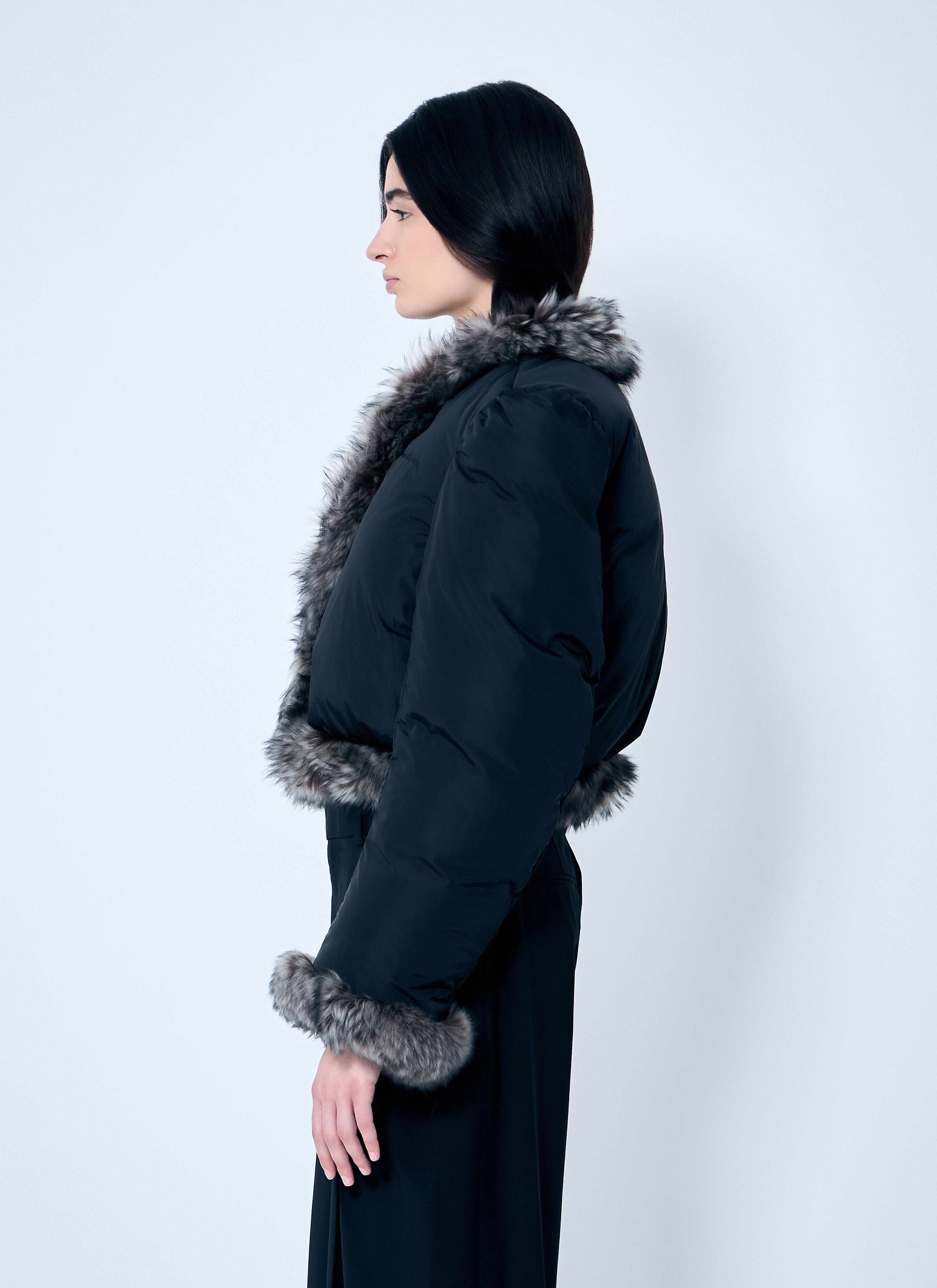 Puffer Jacket With Shearling Trims - 3