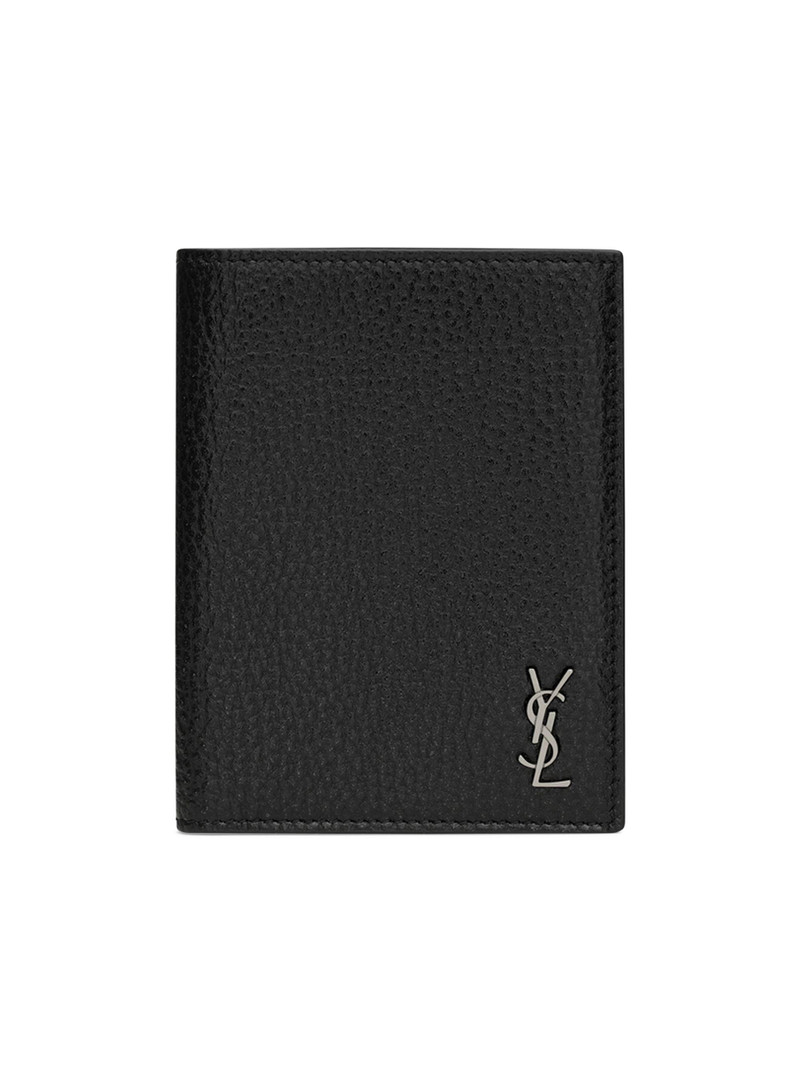 Men's Tiny Cassandre Passport Case in Grained Leather - Black 1