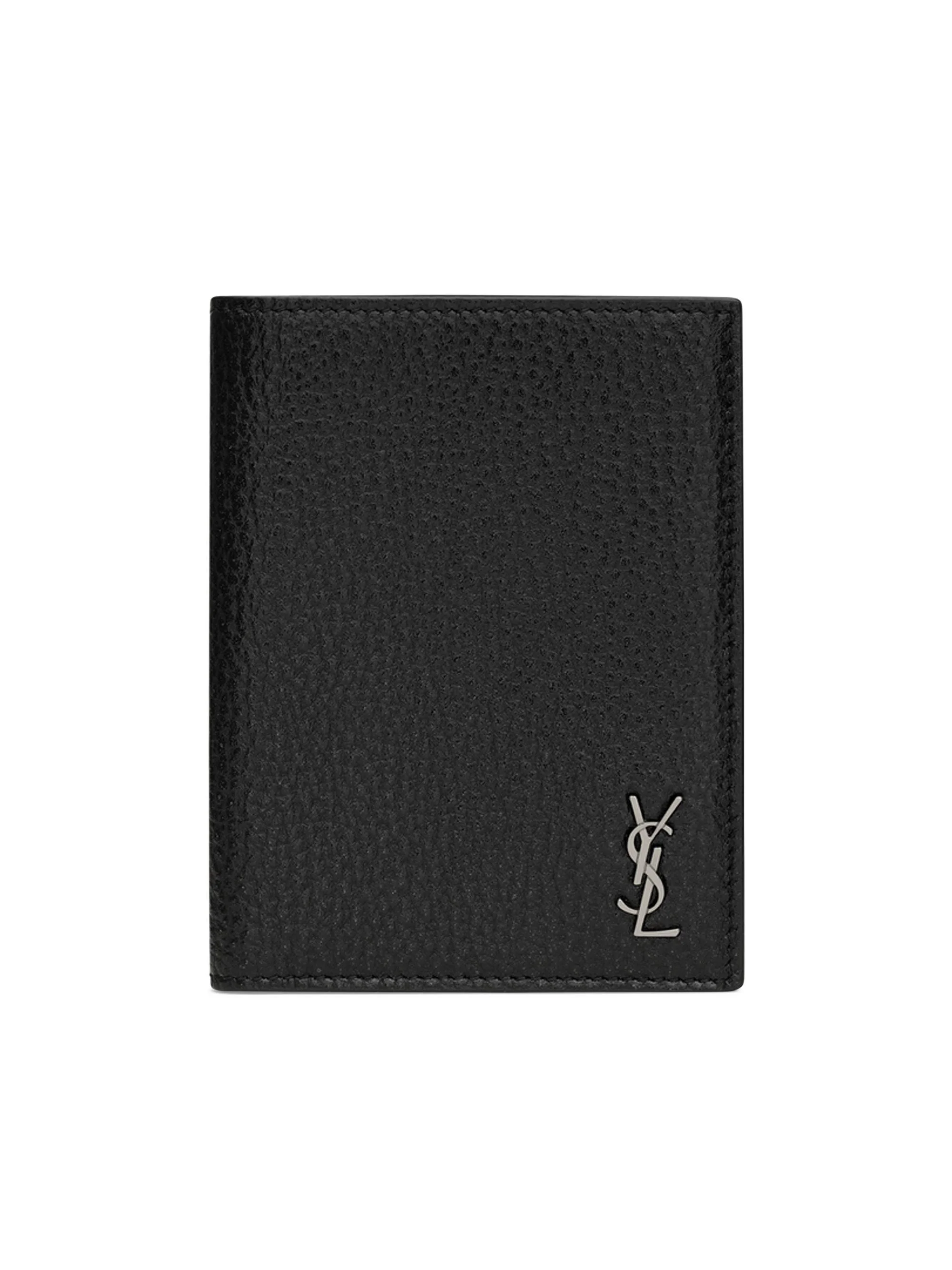 Men's Tiny Cassandre Passport Case in Grained Leather - Black - 1