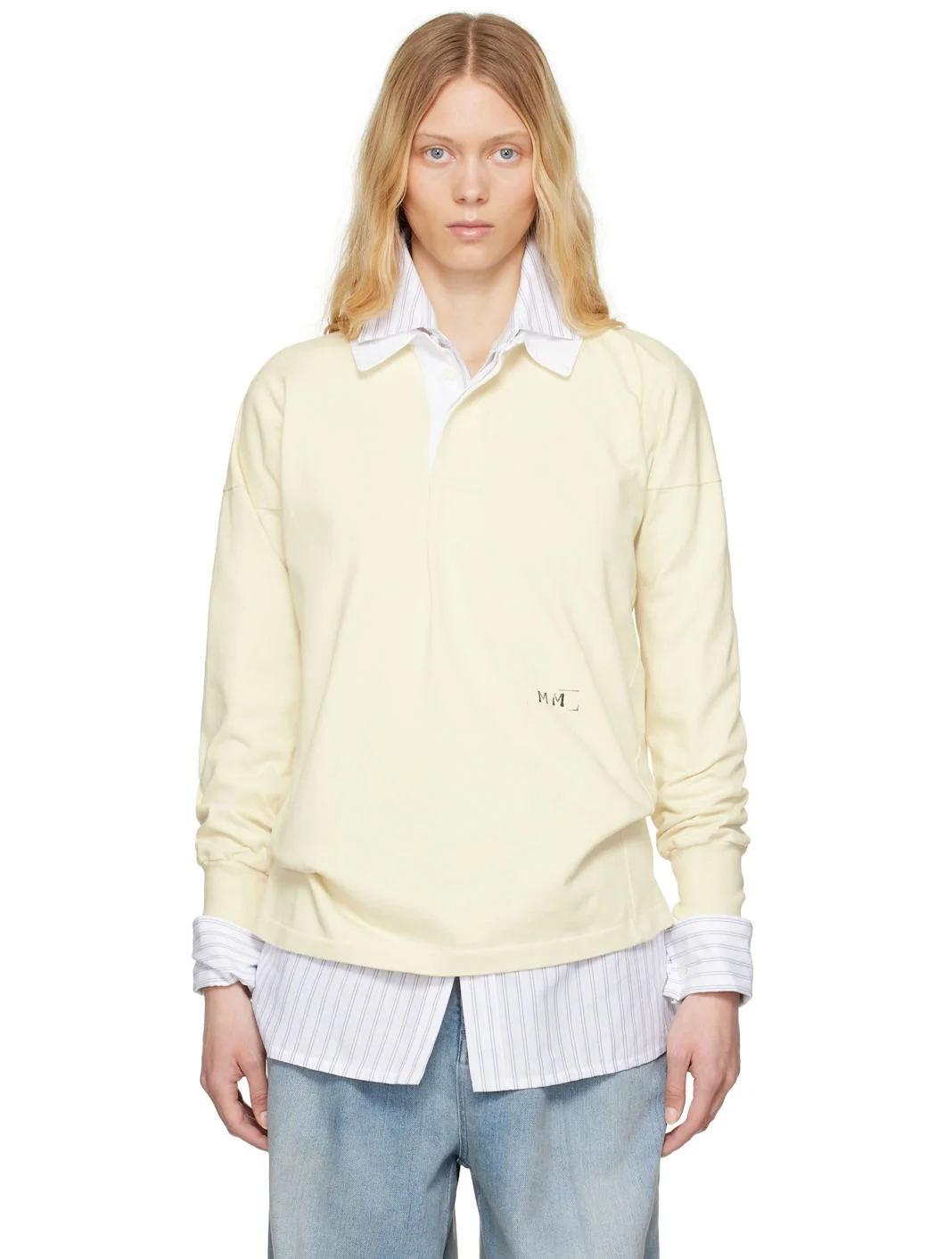 Off-White Printed Logo Long Sleeve Polo - 1