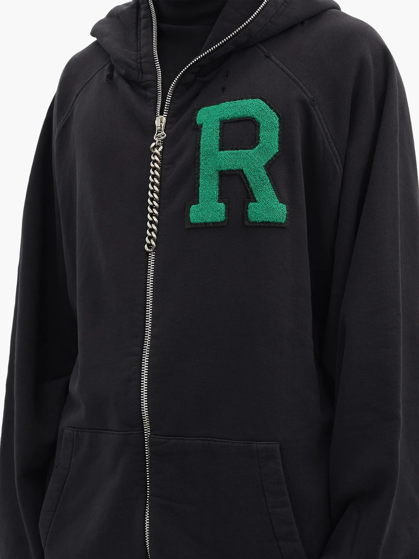 R-logo zip-up cotton-jersey hooded sweatshirt - 4