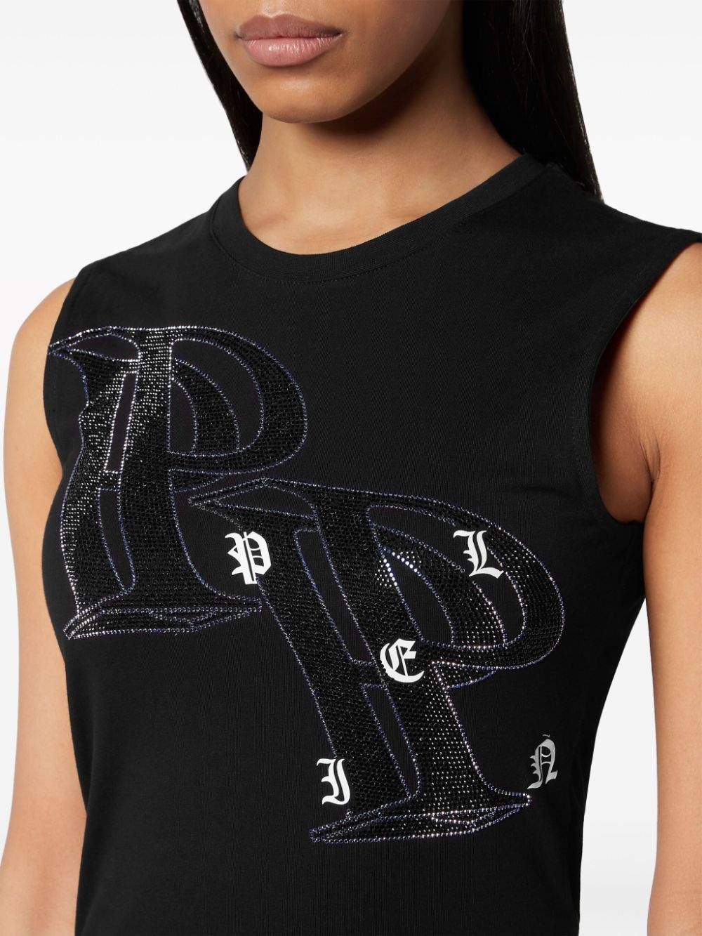 crystal-embellished logo-print tank top - 3