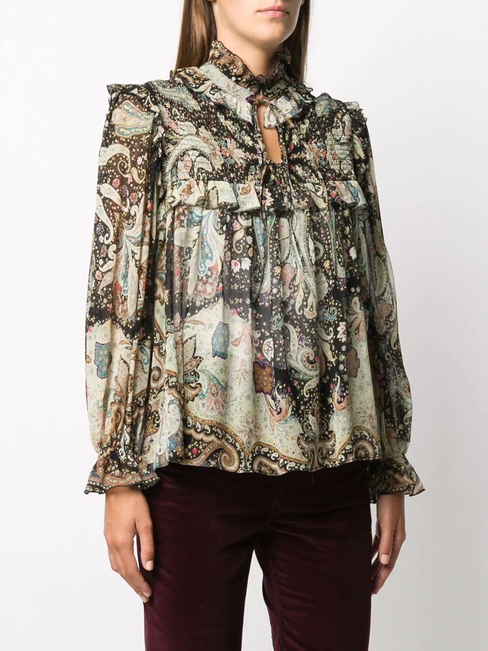 paisley-print silk blouse - 3