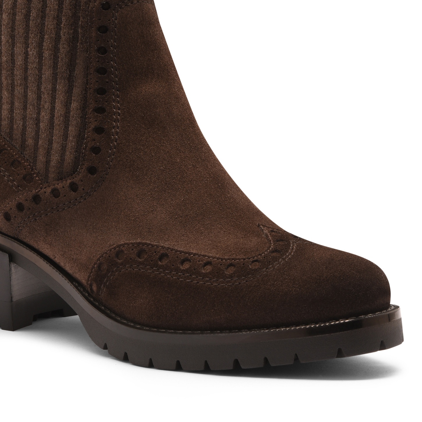 Women's dark brown suede low-heel ankle boot - 5
