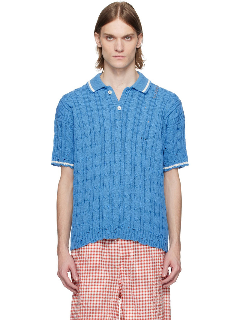 Blue Dishevelled Cable Polo 1