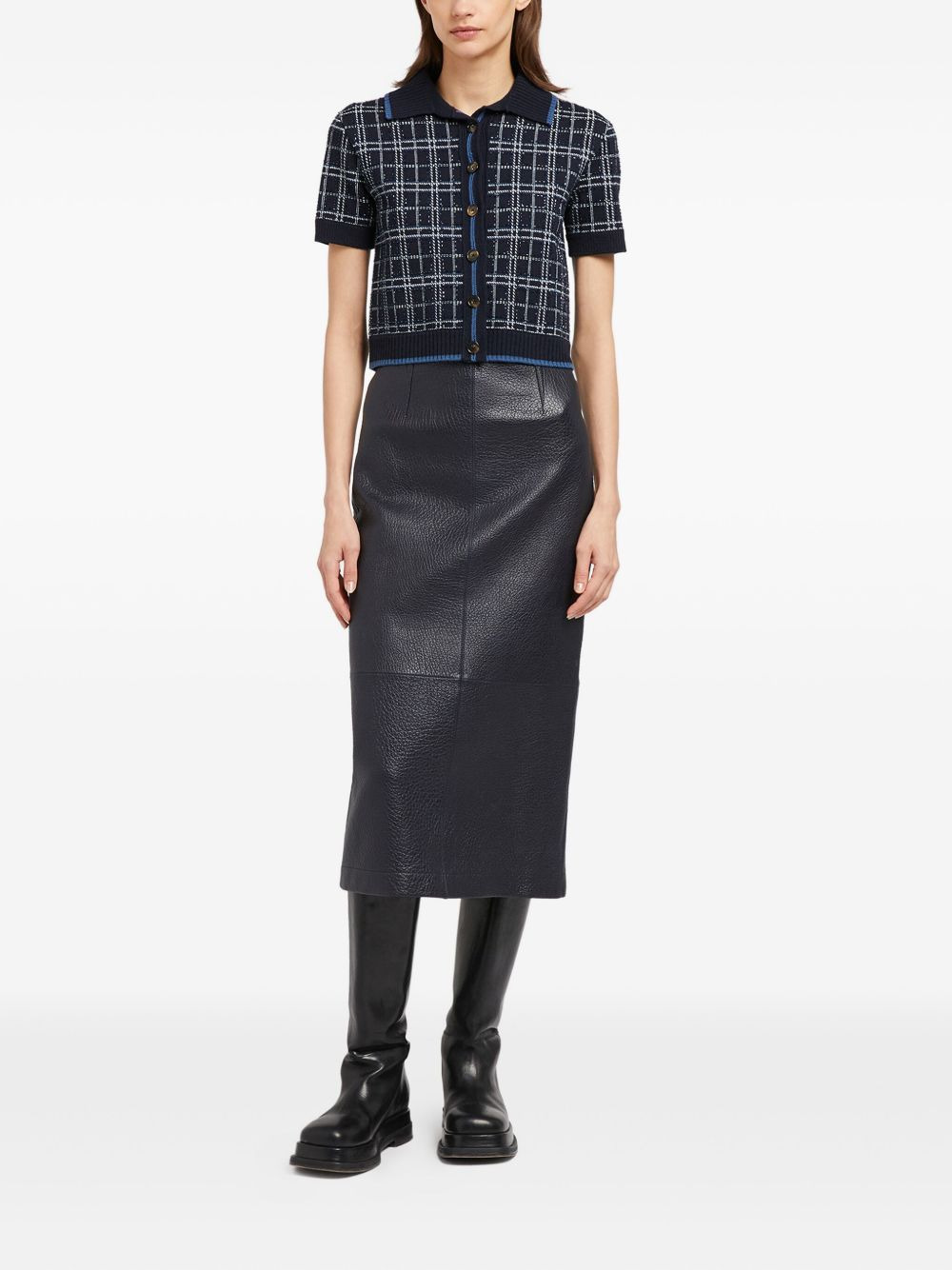 check-pattern short-sleeve top - 2