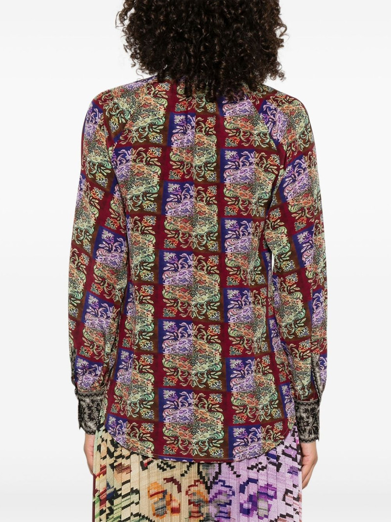 patterned tie-neck shirt 4