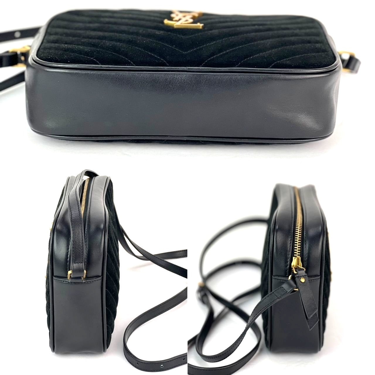 YVES SAINT LAURENT Lou Camera Matelasse Black Suede Crossbody Bag - 5