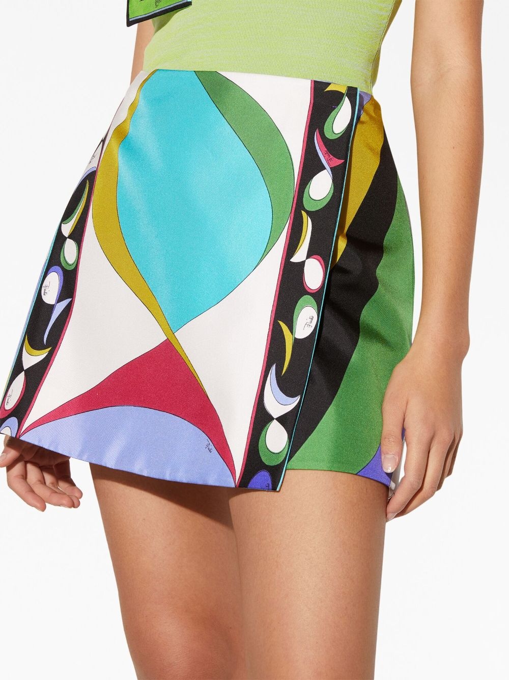 Pesci-print silk wrap skirt - 5
