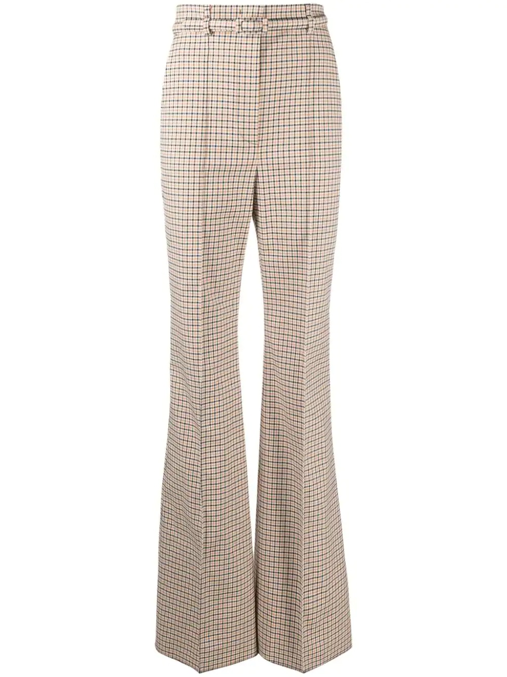 check-print flared trousers - 1