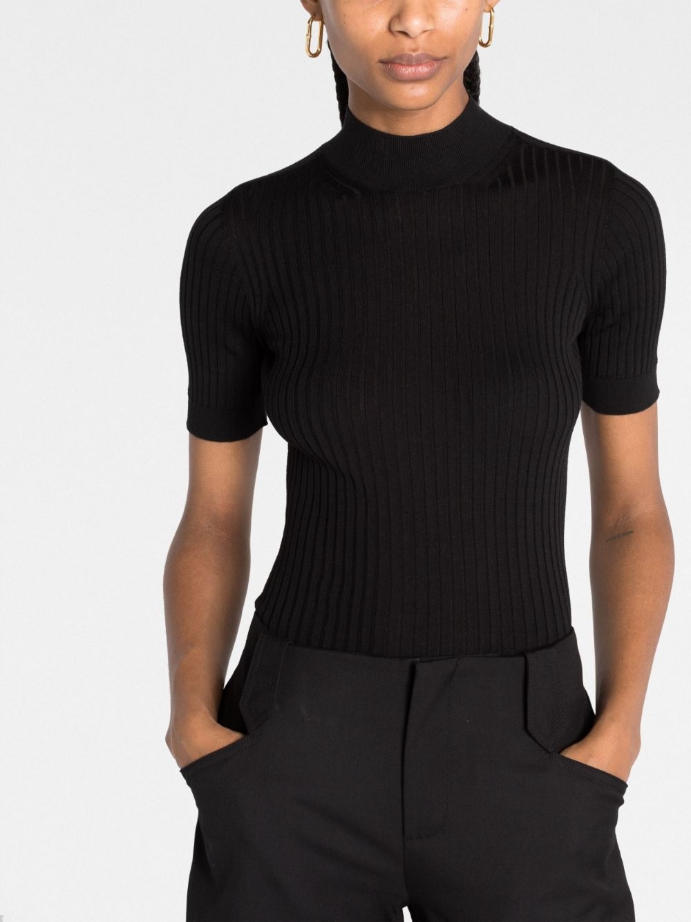 ribbed-knit short-sleeve top - 5