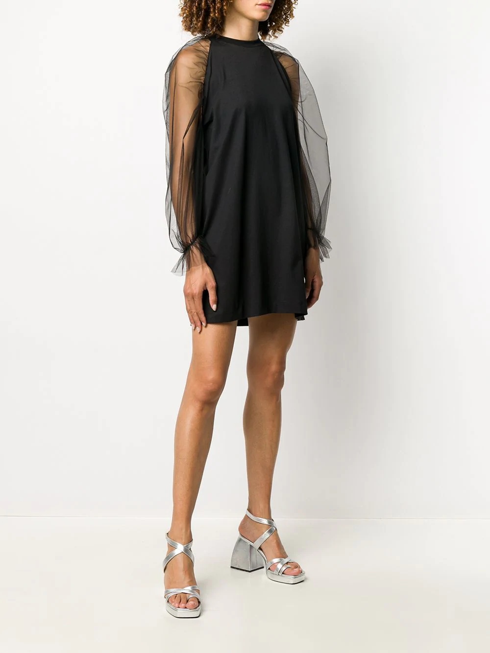 sheer sleeve T-shirt dress - 3