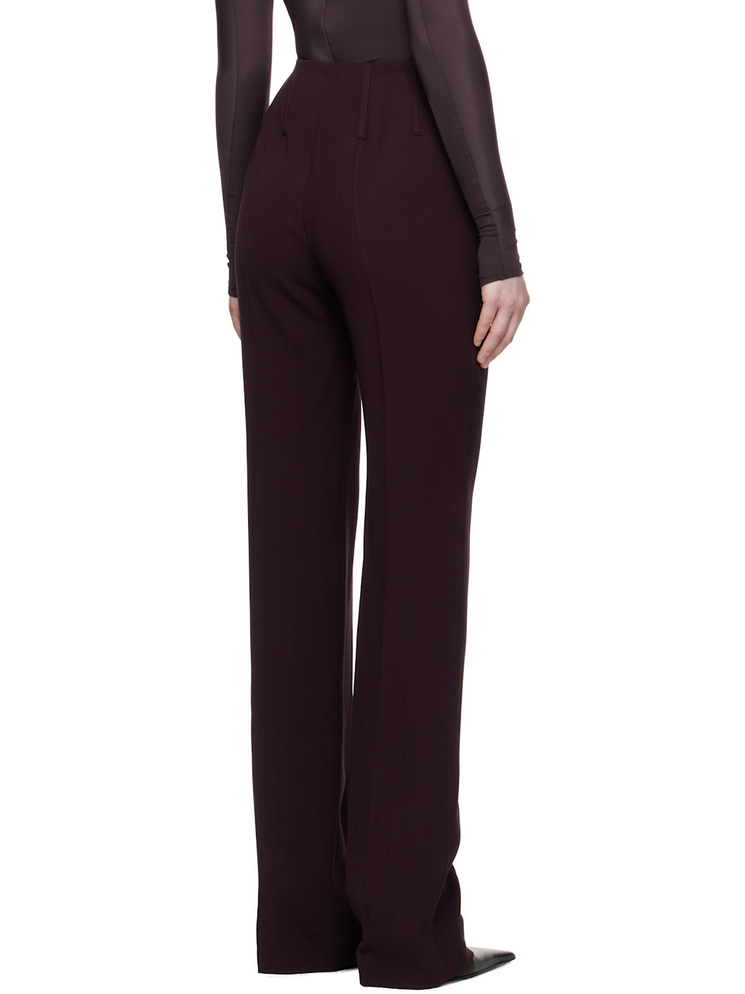 Burgundy Straight Boned Trousers - 3