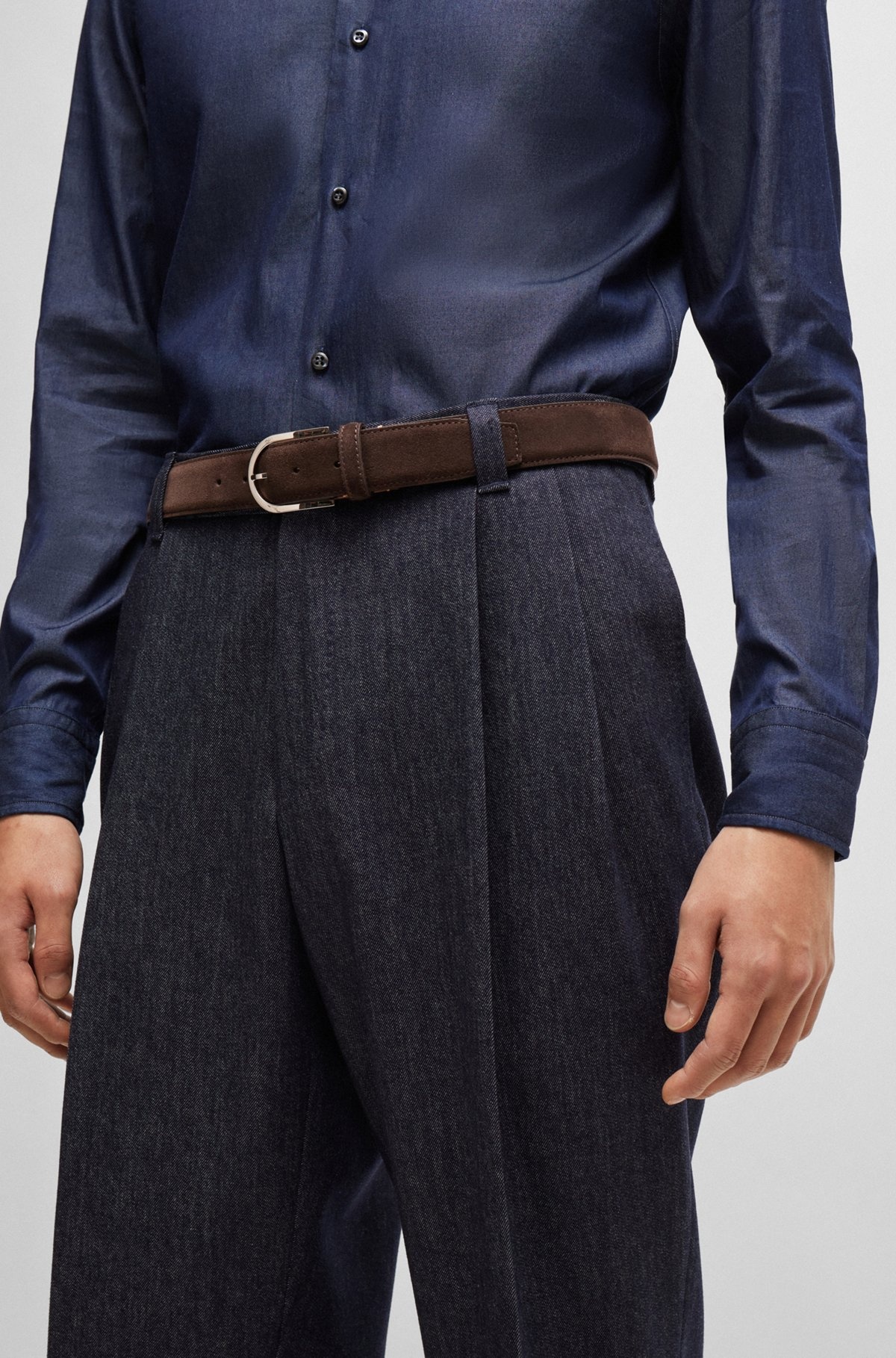 ITALIAN-SUEDE BELT WITH ROUNDED BRASS BUCKLE - 2