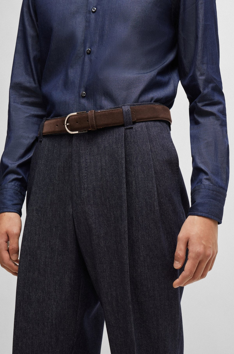 BOSS ITALIAN-SUEDE BELT WITH ROUNDED BRASS BUCKLE outlook