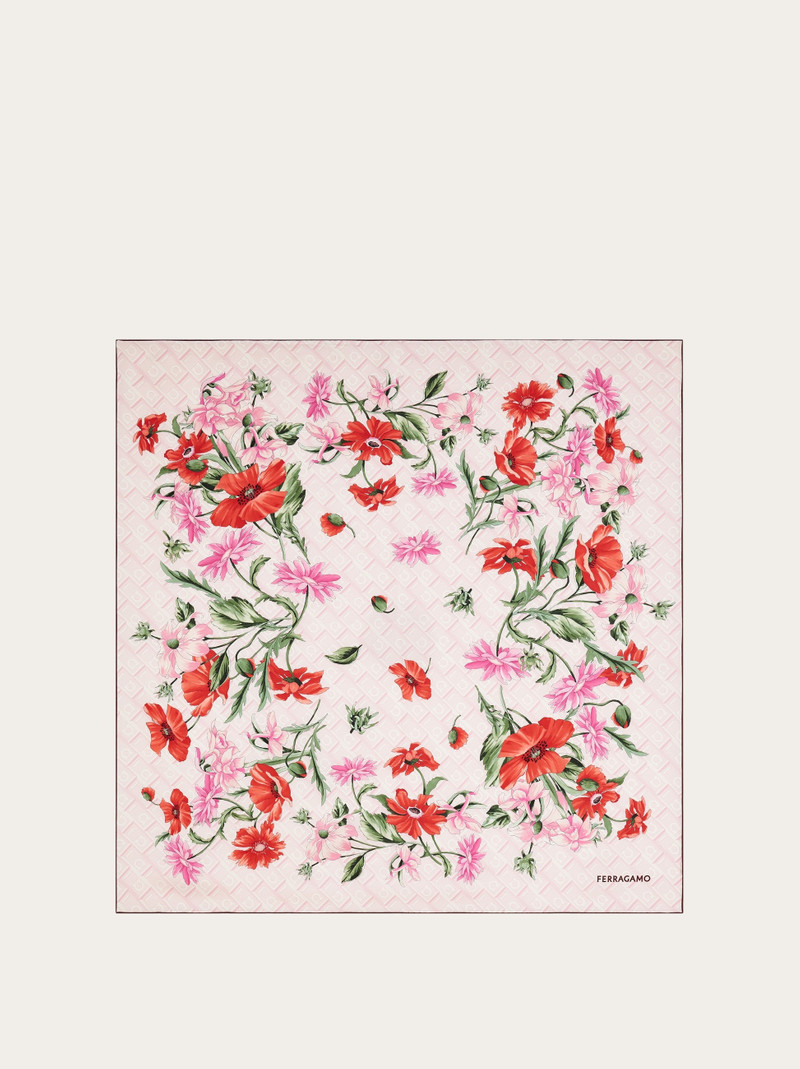 Bouquet print silk scarf - 1