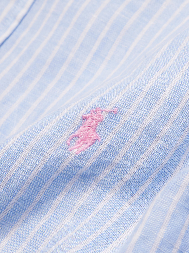 Button-Down Collar Striped Linen Shirt 4
