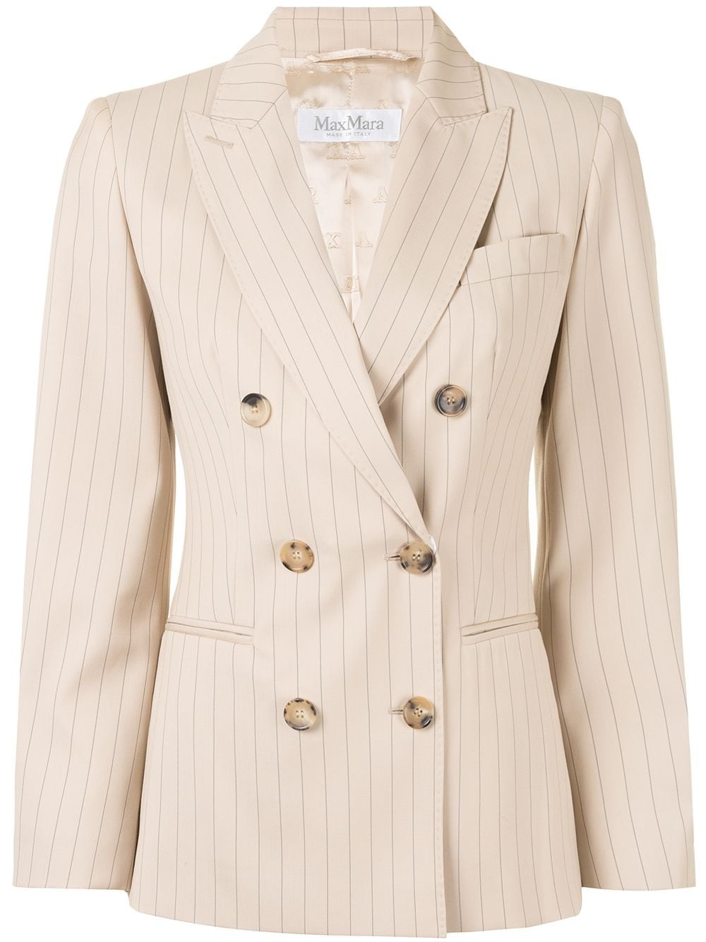 double-breasted pinstripe blazer - 1