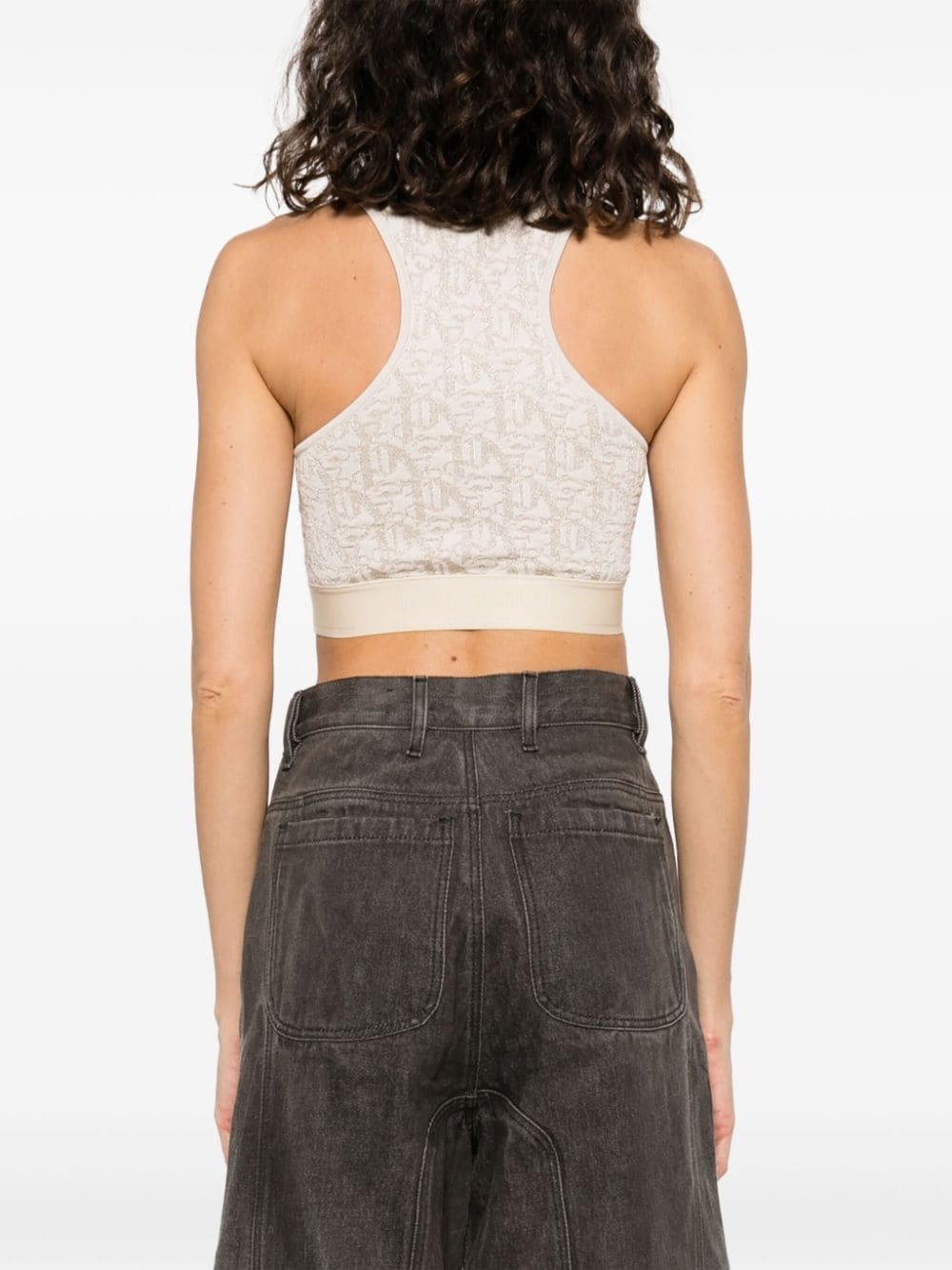 monogram jacquard-knit bra top - 4