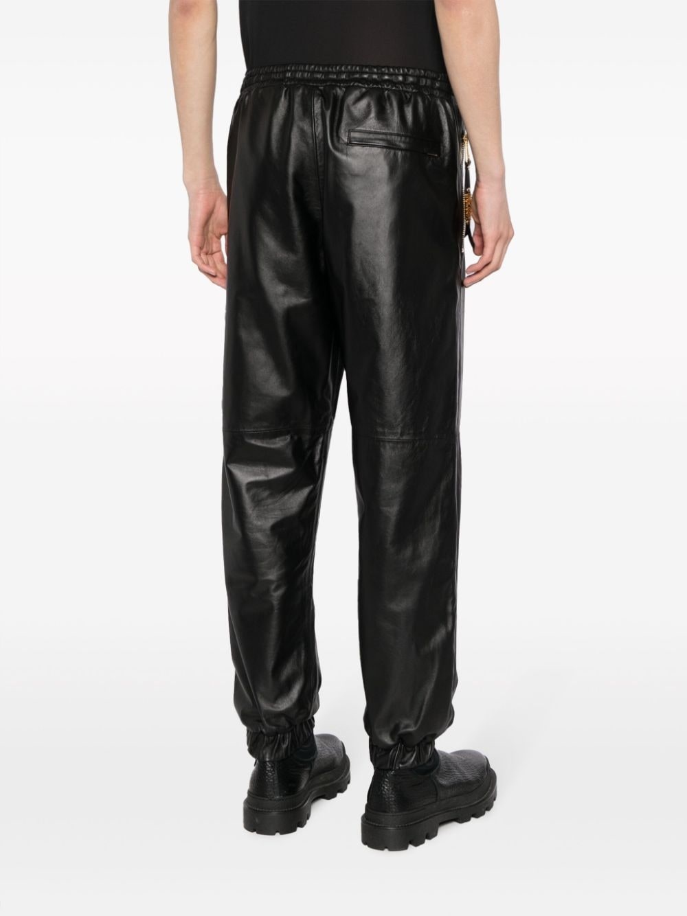 cropped leather track pants - 4