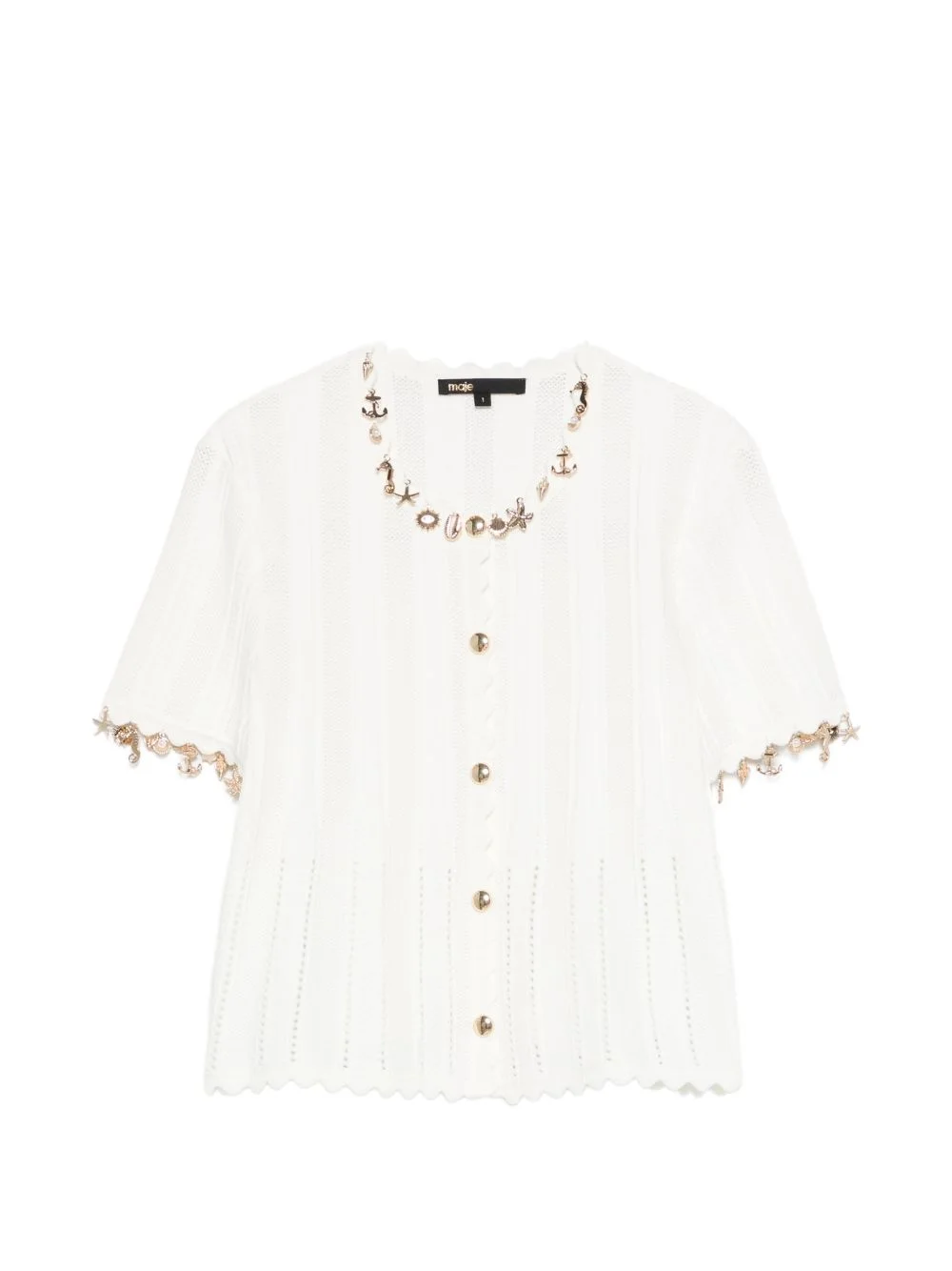 embellished short-sleeve cardigan - 1
