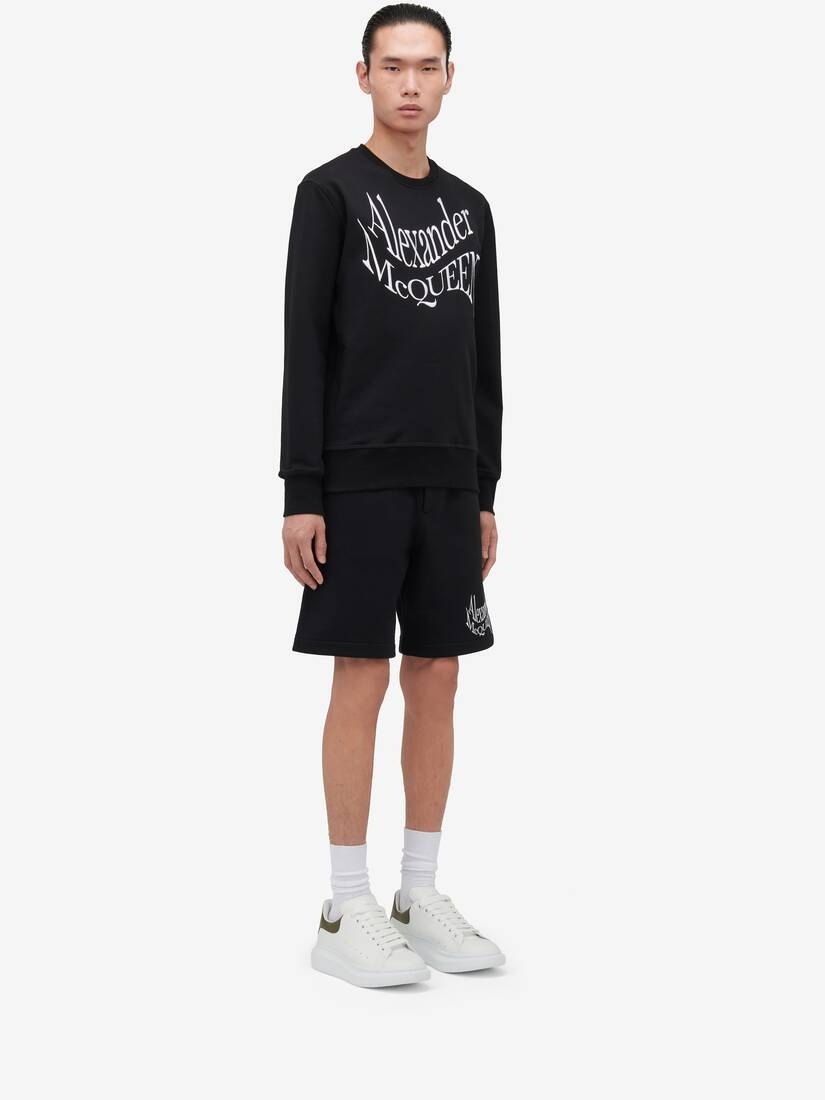 Men's Warped Logo Shorts in Black - 3