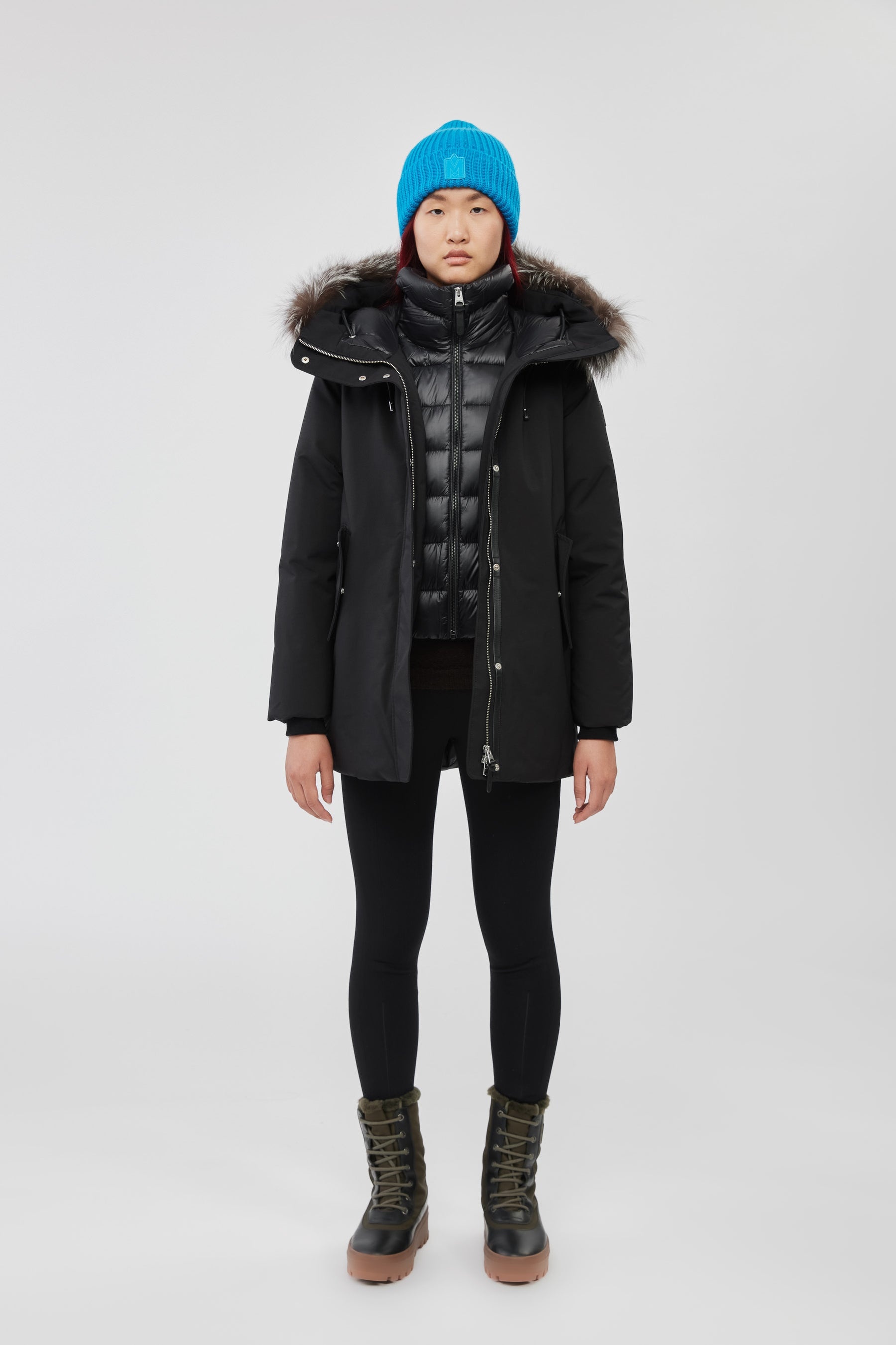 KINSLEE 2-in-1 oversized down parka with bib and silver fox fur - 9