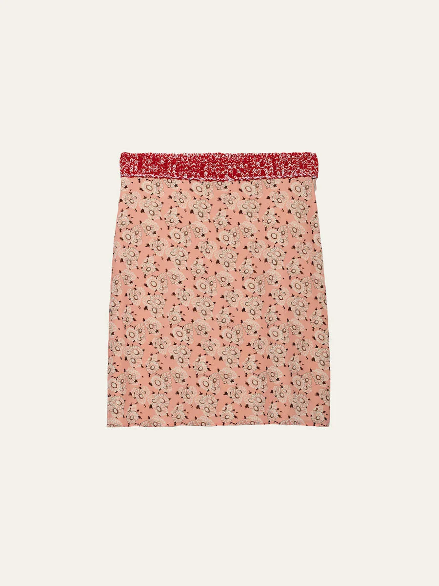 Floral Silk Georgette Skirt - 1