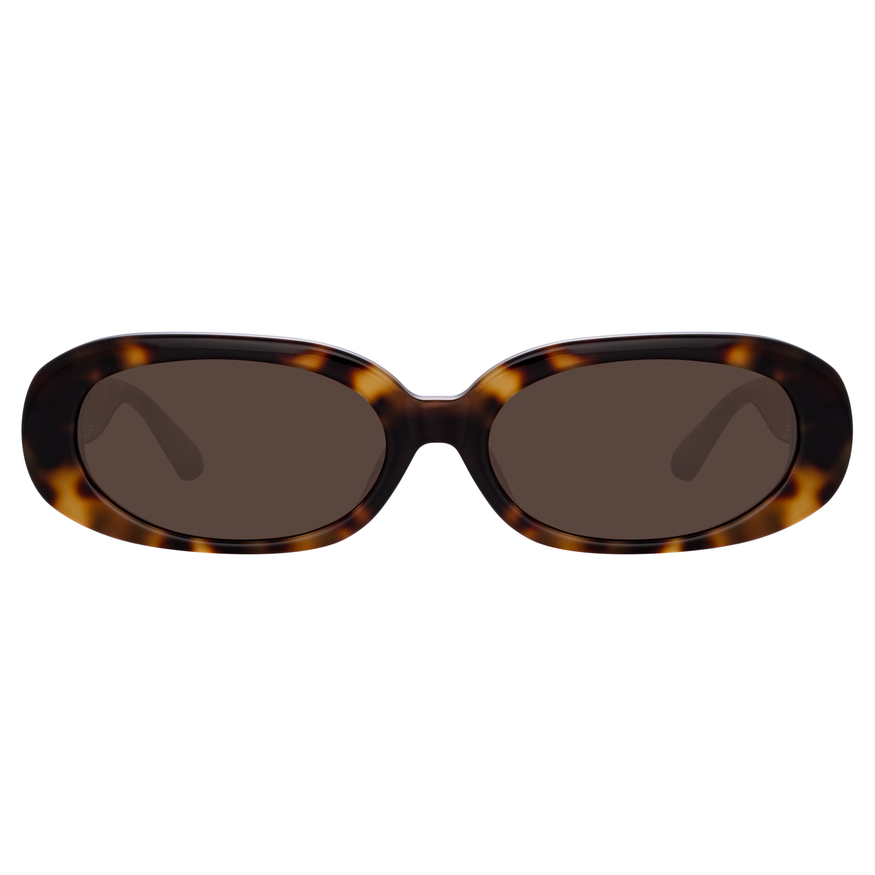 LINDA FARROW CARA OVAL SUNGLASSES IN TORTOISESHELL | REVERSIBLE