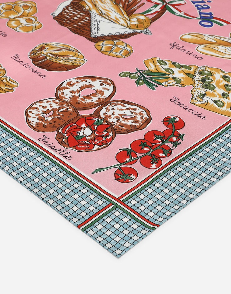 Bread-print twill scarf (70 x 70) - 3