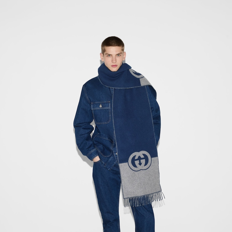 Wool cashmere scarf with Interlocking G 3